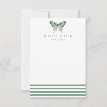 Elegant Green Stripes & Butterfly - Personalized