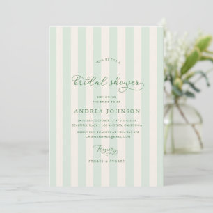 Elegant Green Stripes Country Club Bridal Shower Invitation