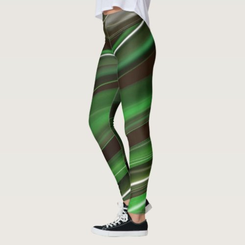Elegant Green Stripes Leggings