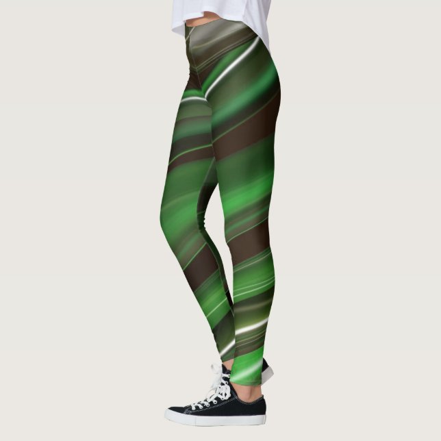 Elegant Green Stripes Leggings (Left)
