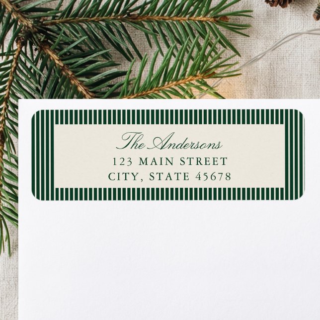 Elegant Green Stripes Return Address Label (Creator Uploaded)