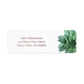 Elegant Green Succulent Return Address Label