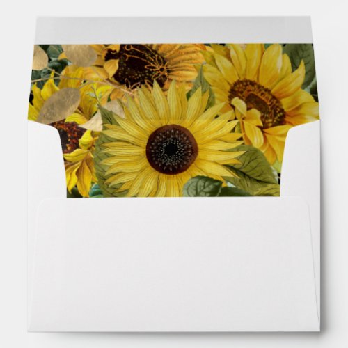 Elegant Green Sunflower Return Address Wedding Envelope
