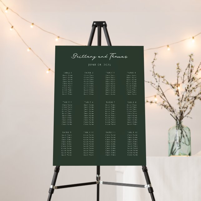 Elegant Green Table Assignments Foam Board (In Situ (Stand))