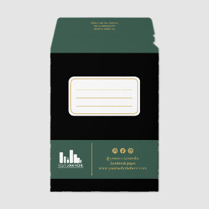 Elegant Green & Tan Logo Your Social Media Website Envelope Mailers