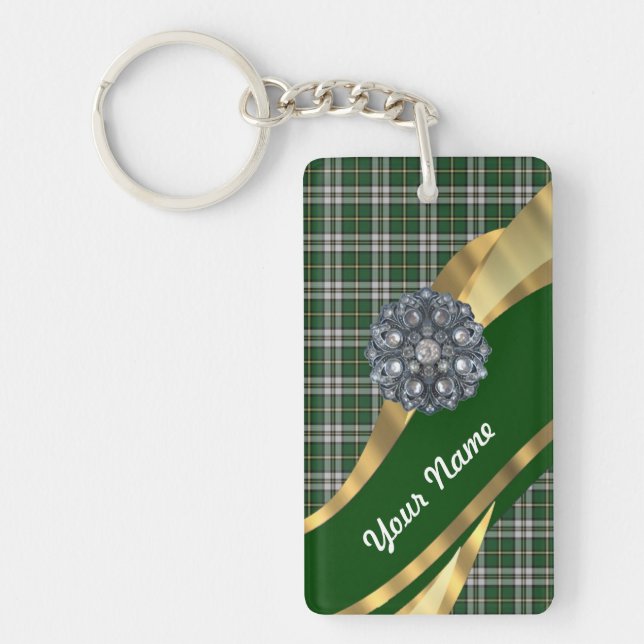 Elegant Green tartan Keychain (Front)