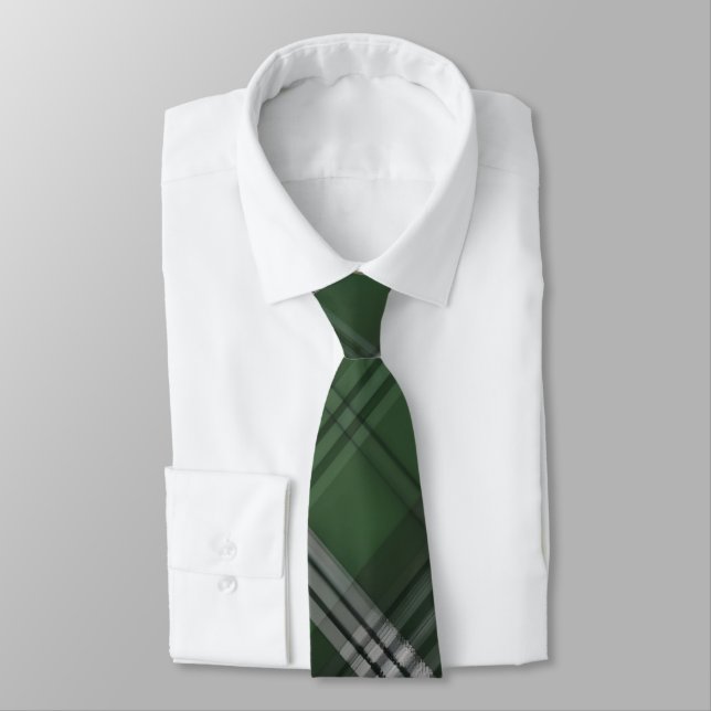 Elegant green tartan neck tie (Tied)