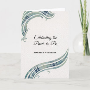Elegant Green Tartan Swirl Art Deco Bridal Shower Card