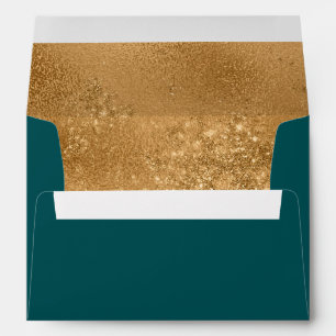 Elegant Green Teal Gold Envelope