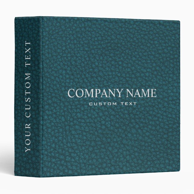 Elegant Green Teal Leather Look Personalized 3 Ring Binder (Front/Spine)