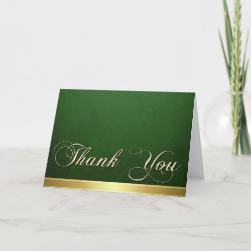 Elegant Green Texture Modern Gold Thank You Card