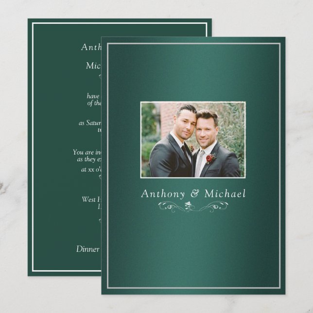 Elegant Green Textured Look Background  Dividers Invitation (Front/Back)