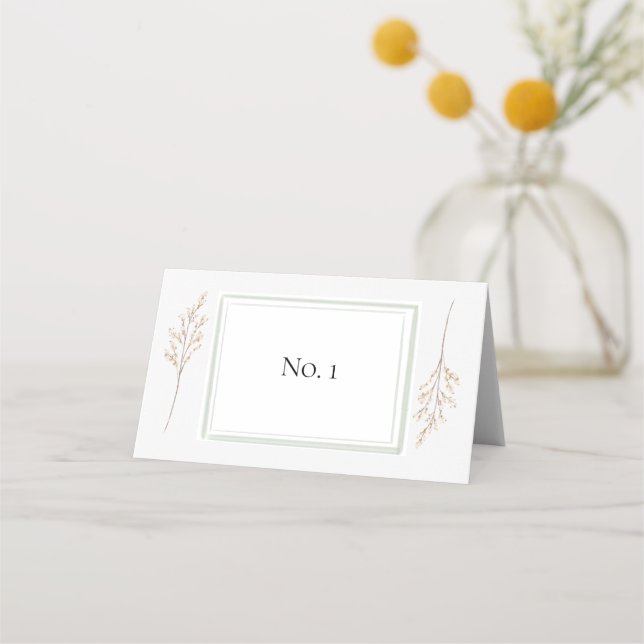 Elegant green thanksgiving place card  (Front)