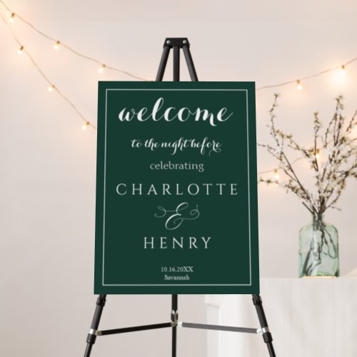 Elegant Green The Night Before Welcome Sign