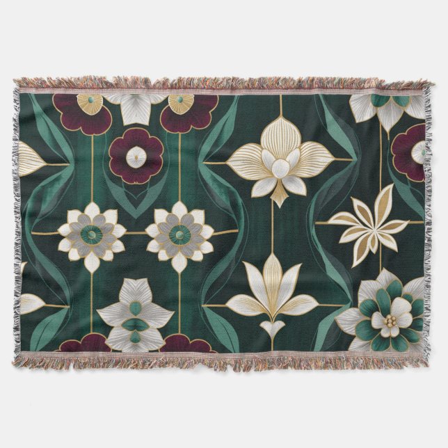 Elegant Green  Throw Blanket (Front)