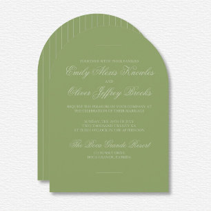 Elegant Green Tone On Tone Stripes Wedding  Invitation