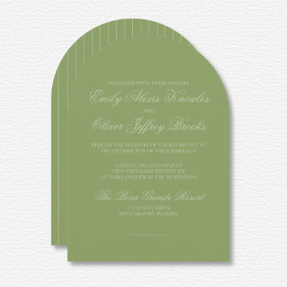 Elegant Green Tone On Tone Stripes Wedding  Invitation