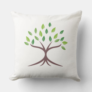 Elegant Green Tree Minimalist Art Pillow