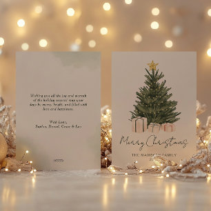 Elegant Green Tree Non-Photo Christmas card