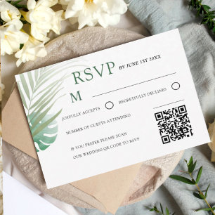 Elegant Green Tropical RSVP Wedding Card