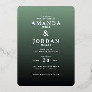 Elegant Green Typographic Wedding Invitation Foil Invitation