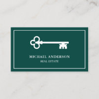Elegant Green Vintage Antique Key Real Estate Business Card