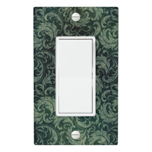 Elegant green vintage damask floral pattern light switch cover