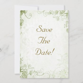 Elegant Green Vintage Wedding Save The Date Card by Lasting__Impressions at Zazzle