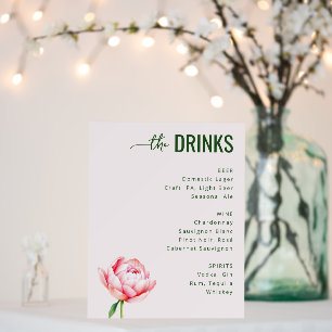 Elegant Green Watercolor Beverage Menu Foam Board