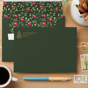 Elegant Green Watercolor Christmas Tree Foliage Envelope