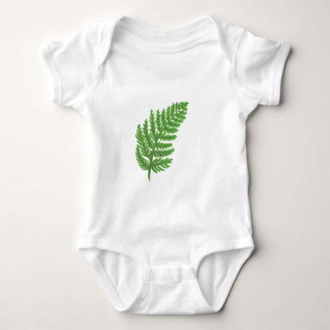 Elegant green watercolor ferns woodland leaves baby bodysuit (Front)