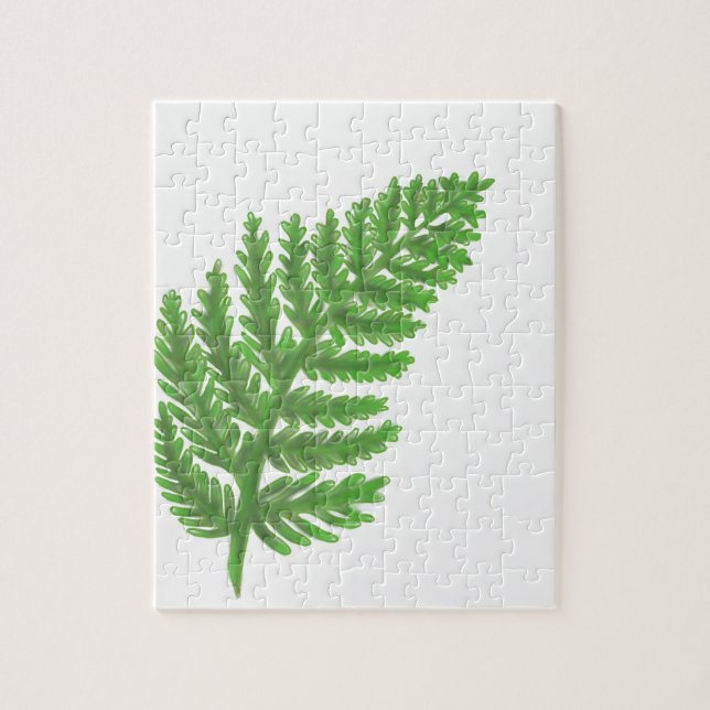 Elegant green watercolor ferns woodland leaves jigsaw puzzle (Vertical)