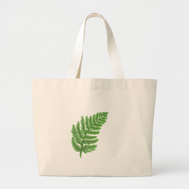 Elegant green watercolor ferns woodland leaves large tote bag (Front)