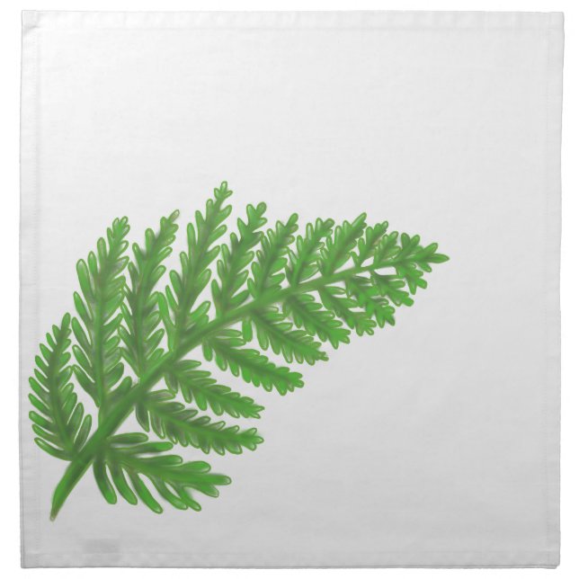 Elegant green watercolor ferns woodland leaves napkin (Front)