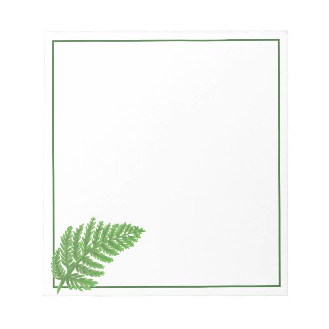 Elegant green watercolor ferns woodland leaves notepad (Front)