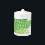 Elegant green watercolor ferns woodland leaves teapot<br><div class="desc">Elegant green watercolor ferns woodland leaves</div>