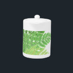 Elegant green watercolor ferns woodland leaves teapot<br><div class="desc">Elegant green watercolor ferns woodland leaves</div>