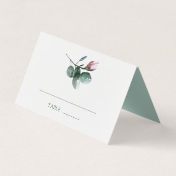 Elegant Green Watercolor Floral Wedding Place Card by StyleDesignLove at Zazzle