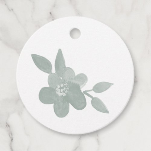 Elegant Green Watercolor Floral Wedding Thank You Favor Tags