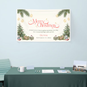 Elegant Green Watercolor Merry Christmas Banner