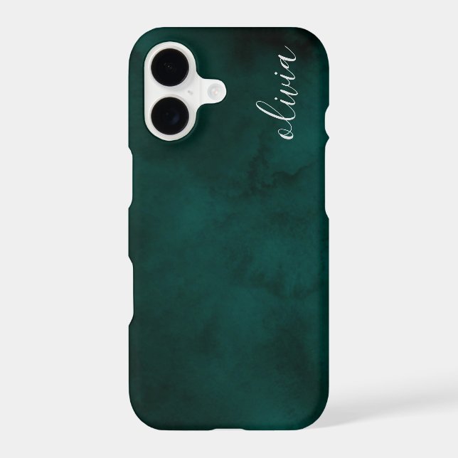 Elegant Green Watercolor Monogram  Case-Mate iPhone Case (Back)