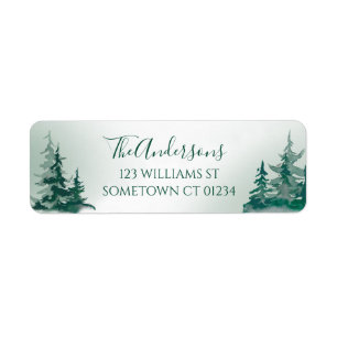 Elegant Green Watercolor Mountain Forest Rustic Label