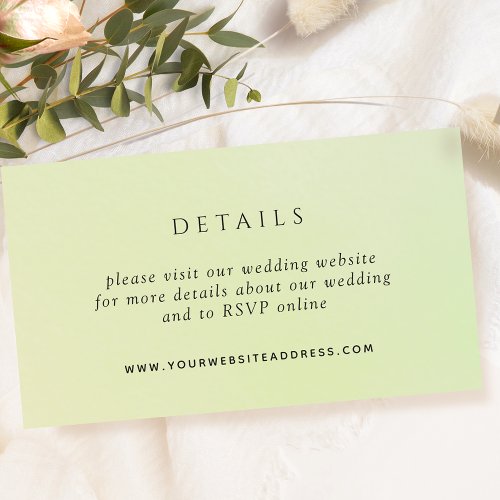 Elegant Green Watercolor Wedding Website  Details Enclosure Card