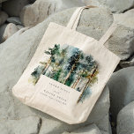 Elegant Green Watercolor Woodland Forest Wedding Tote Bag<br><div class="desc">Watercolor Woodland Forest Theme Collection.- it's an elegant script watercolor Illustration of woodland pine forest perfect for your country wedding & parties. It’s very easy to customize,  with your personal details. If you need any other matching product or customization,  kindly message via Zazzle.</div>