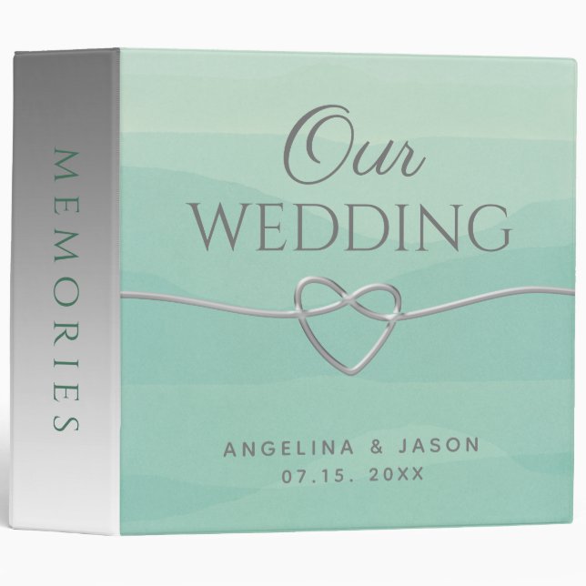 Elegant Green Wedding Album 3 Ring Binder (Front/Spine)