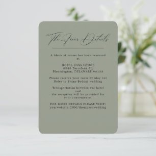 Elegant Green Wedding Details Enclosure Card