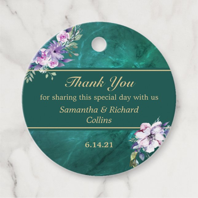 Elegant Green Wedding Favor Tags (Front)