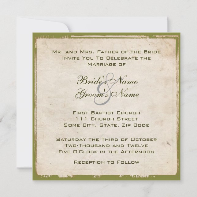 Elegant Green Wedding Invitation (Front)