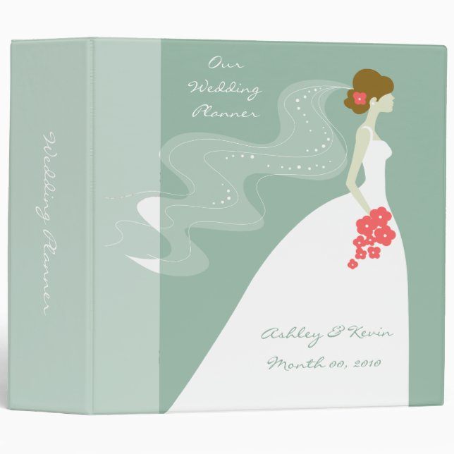 Elegant Green Wedding Planner binder (Front/Spine)