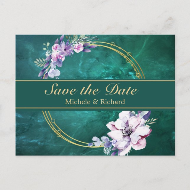 Elegant Green Wedding Postcard (Front)